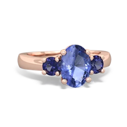 Tanzanite Three Stone Oval Trellis 14K Rose Gold ring R4024