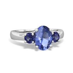 Tanzanite Three Stone Oval Trellis 14K White Gold ring R4024