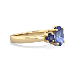 Tanzanite Three Stone Oval Trellis 14K Yellow Gold ring R4024