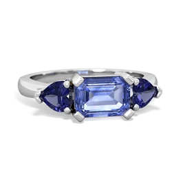 Tanzanite Three Stone 14K White Gold ring R5235