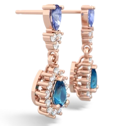 Tanzanite Halo Pear Dangle 14K Rose Gold earrings E1882