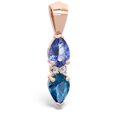 Tanzanite Bowtie Drop 14K Rose Gold pendant P0865