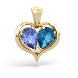 Tanzanite Two Become One 14K Yellow Gold pendant P5330