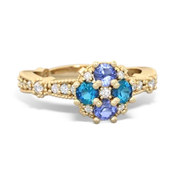 Tanzanite Sparkling Tiara Cluster 14K Yellow Gold ring R26293RD