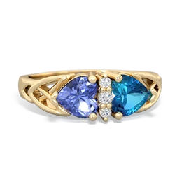 Tanzanite Celtic Knot Double Heart 14K Yellow Gold ring R5040