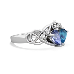 Tanzanite 'One Heart' Celtic Knot Claddagh 14K White Gold ring R5322