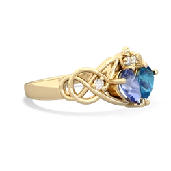 Tanzanite 'One Heart' Celtic Knot Claddagh 14K Yellow Gold ring R5322