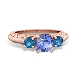 Tanzanite Art Deco Eternal Embrace Engagement 14K Rose Gold ring C2003