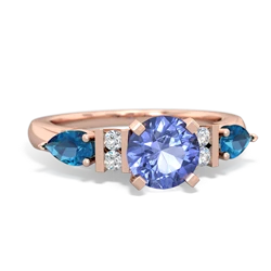 Tanzanite 6Mm Round Eternal Embrace Engagement 14K Rose Gold ring R2005