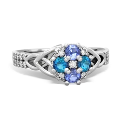 Tanzanite Celtic Knot Cluster Engagement 14K White Gold ring R26443RD