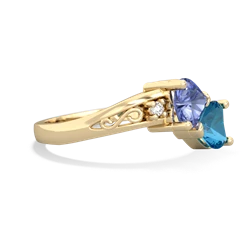 Tanzanite Snuggling Hearts 14K Yellow Gold ring R2178