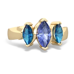 Tanzanite Three Peeks 14K Yellow Gold ring R2433