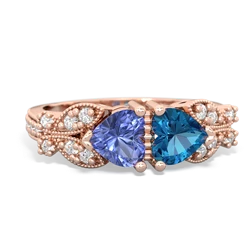 Tanzanite Diamond Butterflies 14K Rose Gold ring R5601