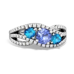 Tanzanite Three Stone Aurora 14K White Gold ring R3080