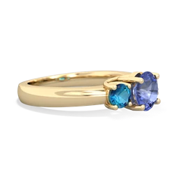 Tanzanite Three Stone Round Trellis 14K Yellow Gold ring R4018