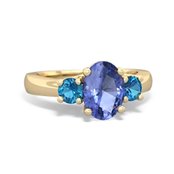 Tanzanite Three Stone Oval Trellis 14K Yellow Gold ring R4024