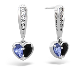 Tanzanite Filligree Heart 14K White Gold earrings E5070