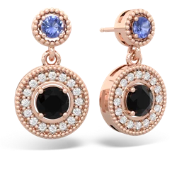 Tanzanite Halo Dangle 14K Rose Gold earrings E5319