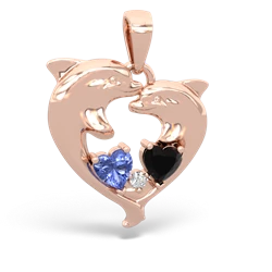 Tanzanite Dolphin Heart 14K Rose Gold pendant P5820