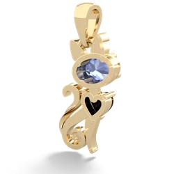 Tanzanite Kitten 14K Yellow Gold pendant P5780