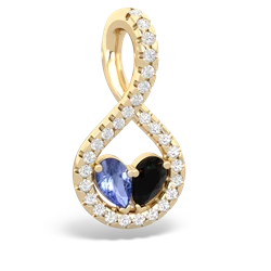 Tanzanite Pave Twist 'One Heart' 14K Yellow Gold pendant P5360