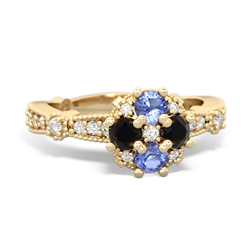 Tanzanite Sparkling Tiara Cluster 14K Yellow Gold ring R26293RD