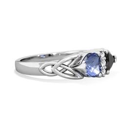 Tanzanite Celtic Knot Double Heart 14K White Gold ring R5040