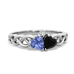 Tanzanite Heart To Heart Braid 14K White Gold ring R5870