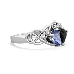 Tanzanite 'One Heart' Celtic Knot Claddagh 14K White Gold ring R5322