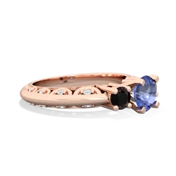 Tanzanite Art Deco Eternal Embrace Engagement 14K Rose Gold ring C2003