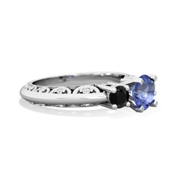 Tanzanite Art Deco Eternal Embrace Engagement 14K White Gold ring C2003