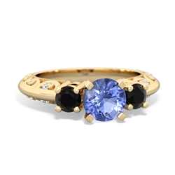 Tanzanite Art Deco Eternal Embrace Engagement 14K Yellow Gold ring C2003