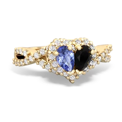 Tanzanite Diamond Twist 'One Heart' 14K Yellow Gold ring R2640HRT