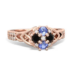 Tanzanite Celtic Knot Cluster Engagement 14K Rose Gold ring R26443RD