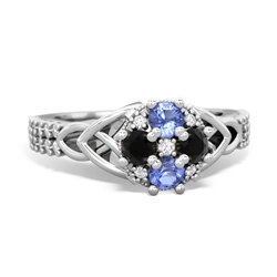 Tanzanite Celtic Knot Cluster Engagement 14K White Gold ring R26443RD