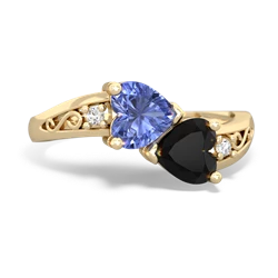 Tanzanite Snuggling Hearts 14K Yellow Gold ring R2178