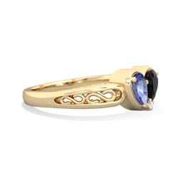 Tanzanite Filligree 'One Heart' 14K Yellow Gold ring R5070
