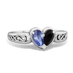 Tanzanite Filligree 'One Heart' 14K White Gold ring R5070