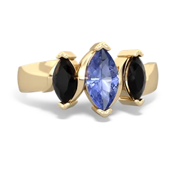 Tanzanite Three Peeks 14K Yellow Gold ring R2433