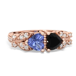 Tanzanite Diamond Butterflies 14K Rose Gold ring R5601