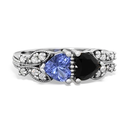 Tanzanite Diamond Butterflies 14K White Gold ring R5601