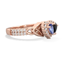 Tanzanite Celtic Knot Two Hearts As One 14K Rose Gold ring R2644HRT