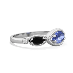 Tanzanite Milgrain Marquise 14K White Gold ring R5700