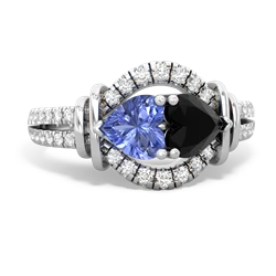 Tanzanite Art-Deco Keepsake 14K White Gold ring R5630