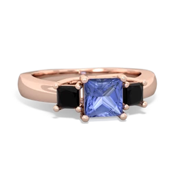 Tanzanite Three Stone Trellis 14K Rose Gold ring R4015