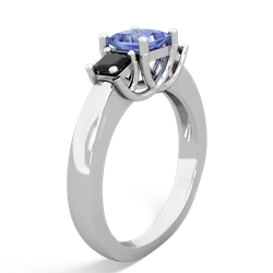 Tanzanite Three Stone Trellis 14K White Gold ring R4015