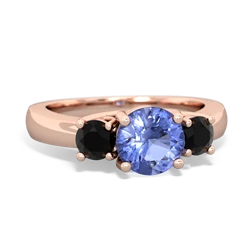 Tanzanite Three Stone Round Trellis 14K Rose Gold ring R4018