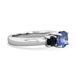 Tanzanite Three Stone Round Trellis 14K White Gold ring R4018