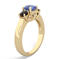 Tanzanite Three Stone Round Trellis 14K Yellow Gold ring R4018