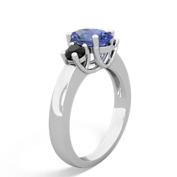 Tanzanite Three Stone Oval Trellis 14K White Gold ring R4024